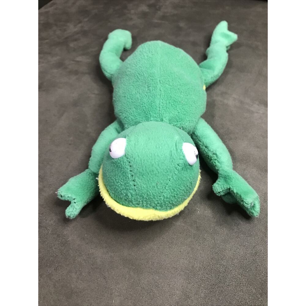VTG Plush Green Yellow Frog 9” No Tag Stuffed Animal‎